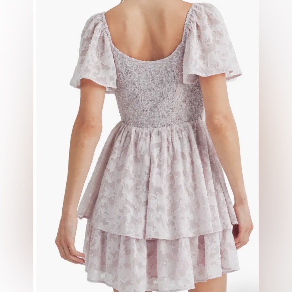 NWT [Lush] Short Sleeve Tiered Lace Mini Dress in Pale Pink Womens Sz Small - Picture 4 of 7